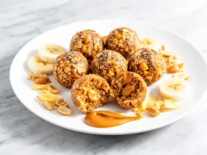 after-school peanut butter banana energy bites - featured image
