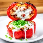 baked chicken bacon ranch stuffed peppers - featured image
