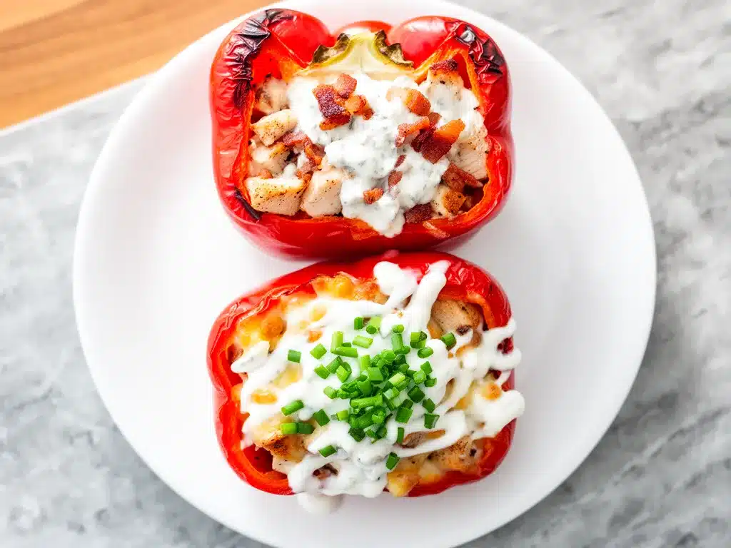 Baked Chicken Bacon Ranch Stuffed Peppers: Easy Copycat 4 baked chicken bacon ranch stuffed peppers preparation steps