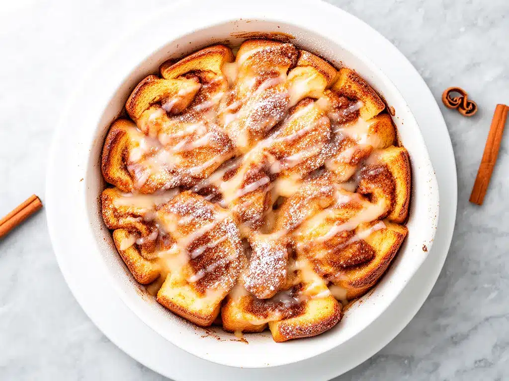 Baked Cinnamon Roll French Toast Casserole Easy Recipe with Simple Ingredients 4 baked cinnamon roll French toast casserole preparation steps