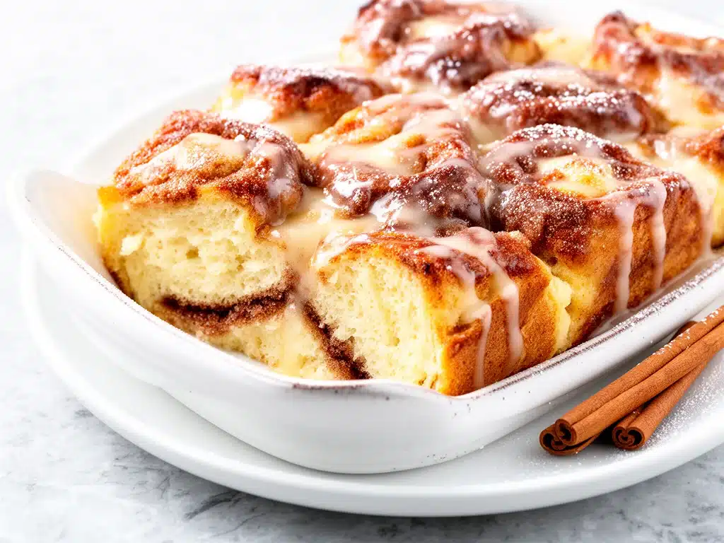 baked cinnamon roll French toast casserole - featured image