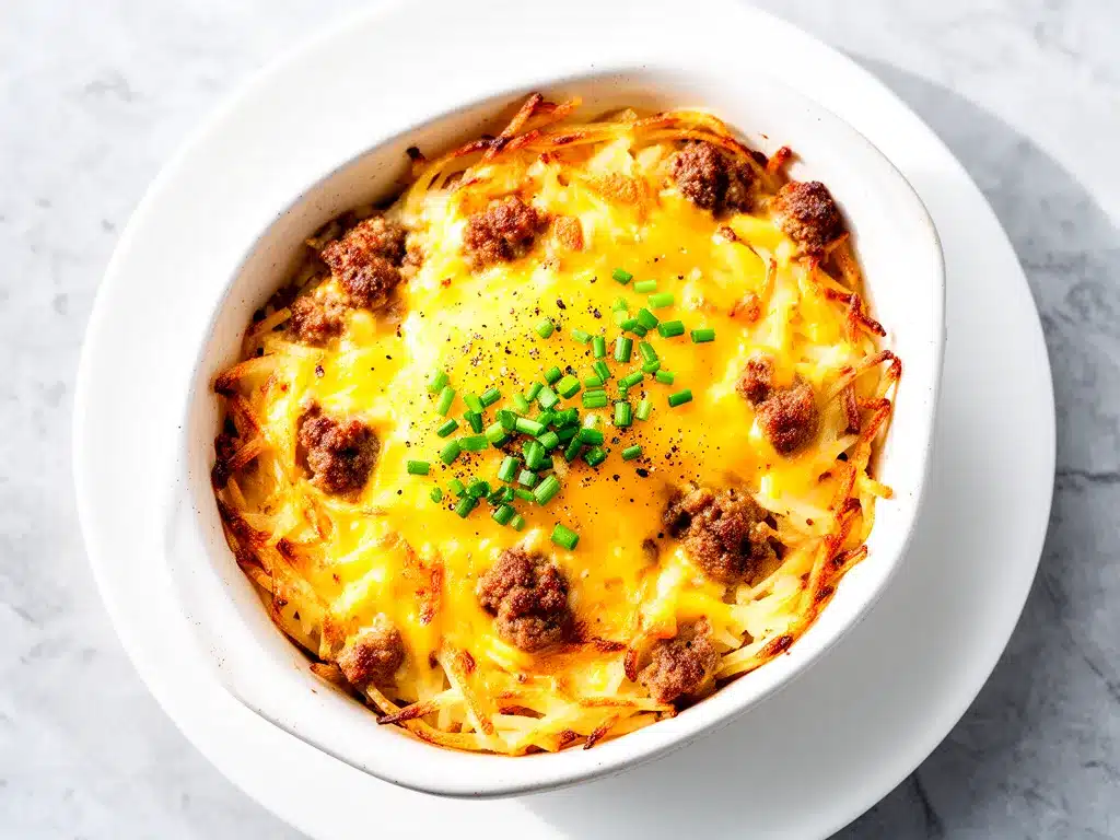 Cheesy Sausage Hash Brown Breakfast Bake Easy Recipe Your Family Will Crave 4 cheesy sausage hash brown breakfast bake preparation steps