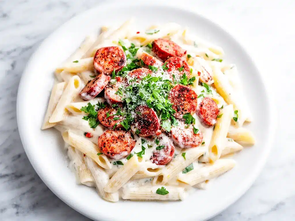 Creamy Cajun Sausage Pasta: Easy 1 Pot Weeknight Dinner 4 creamy Cajun sausage pasta preparation steps