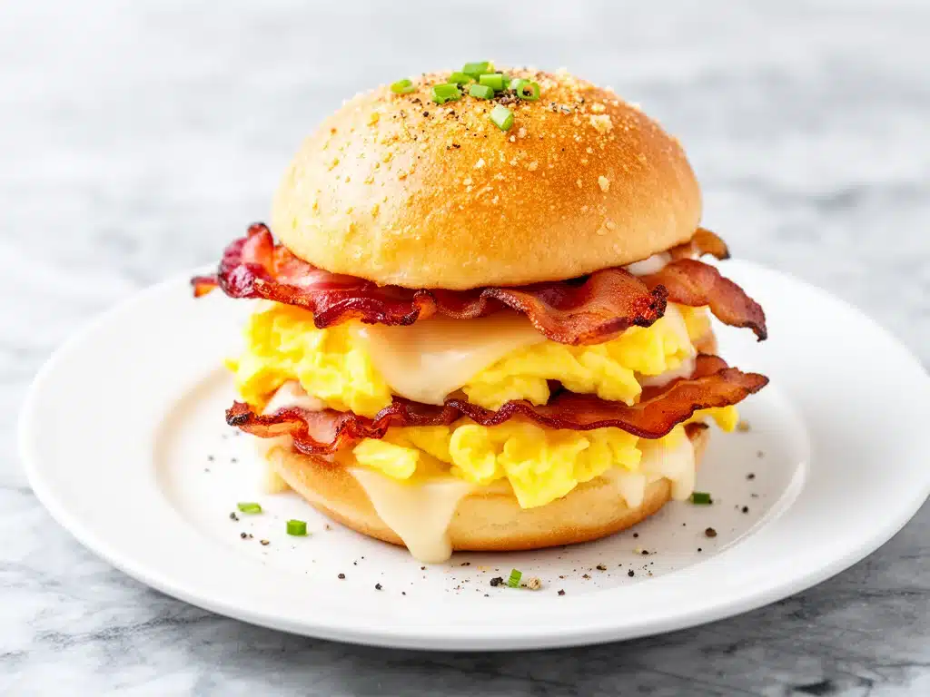crispy bacon egg and cheese breakfast sliders - featured image