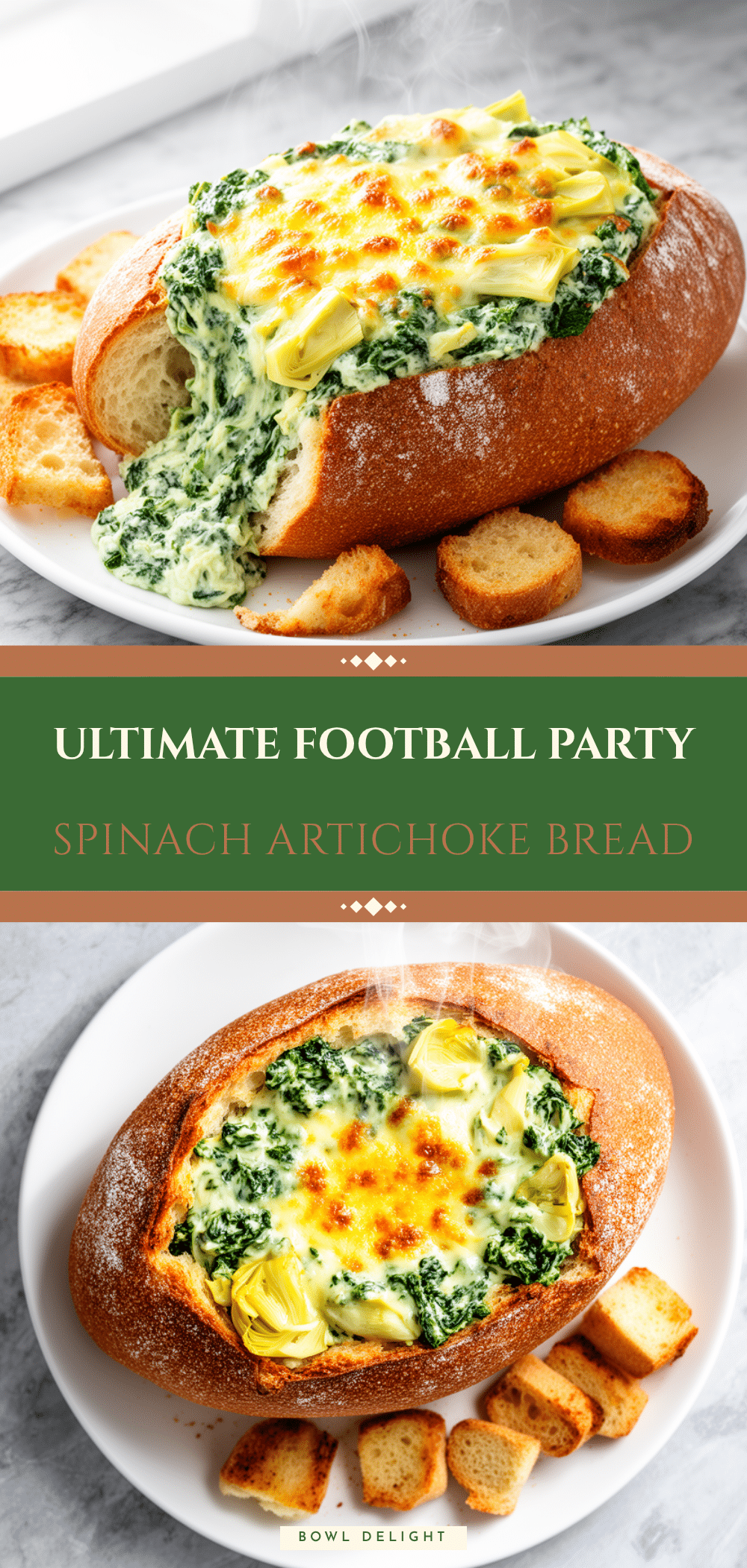 Football Party Spinach Artichoke Stuffed Bread Bowl Recipe Your Family Will Crave 5 football party spinach artichoke stuffed bread bowl recipe