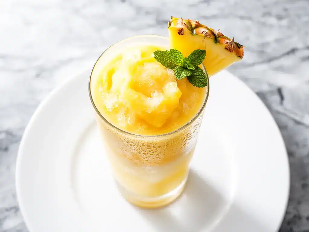 Frozen Mango Pineapple Smoothie Recipe Easy 5-Ingredient Refreshing Drink 4 frozen mango pineapple smoothie preparation steps