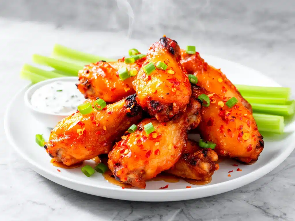 game day honey sriracha baked chicken wings - featured image