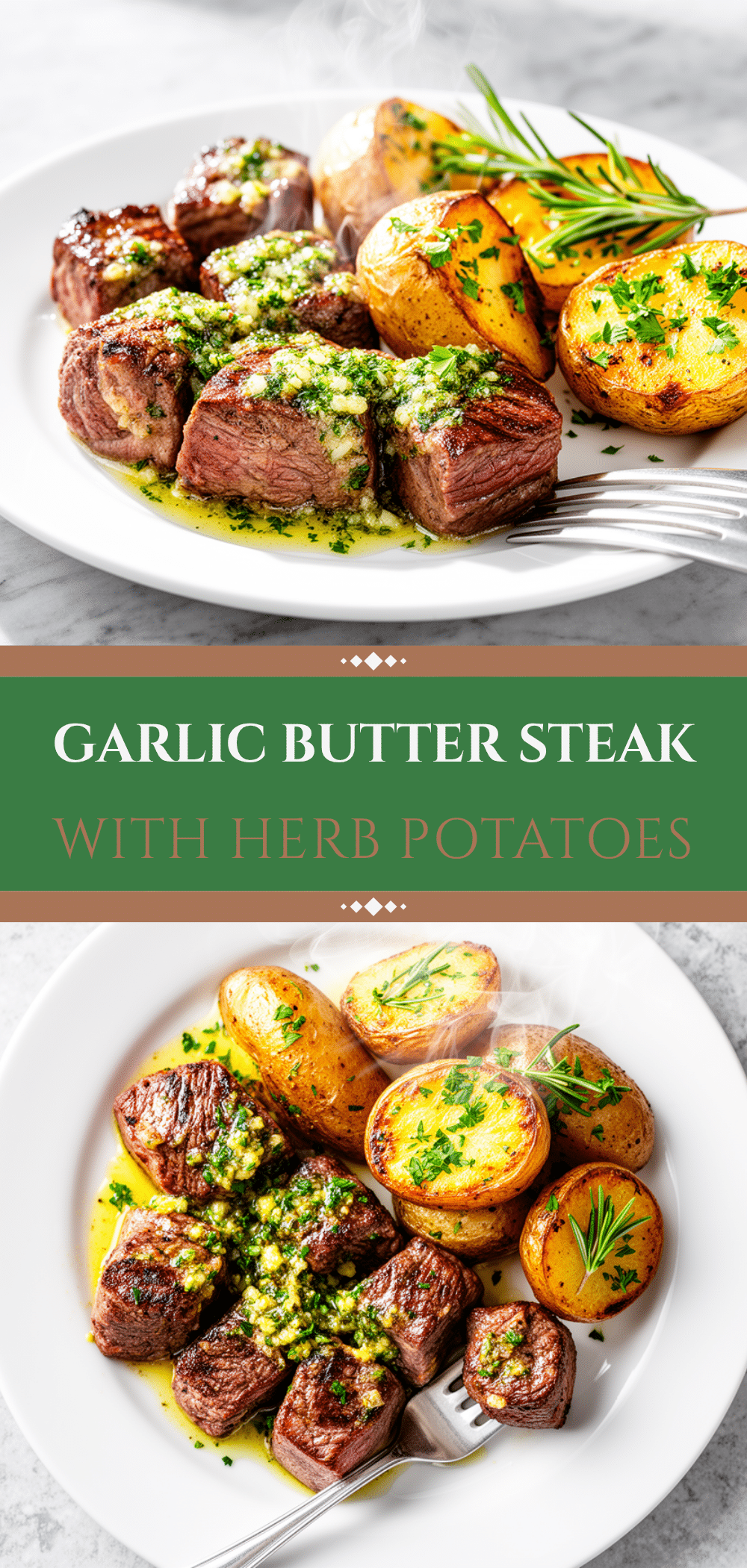 Garlic Butter Steak Bites with Herb Potatoes Easy Weeknight Dinner Recipe 5 garlic butter steak bites recipe