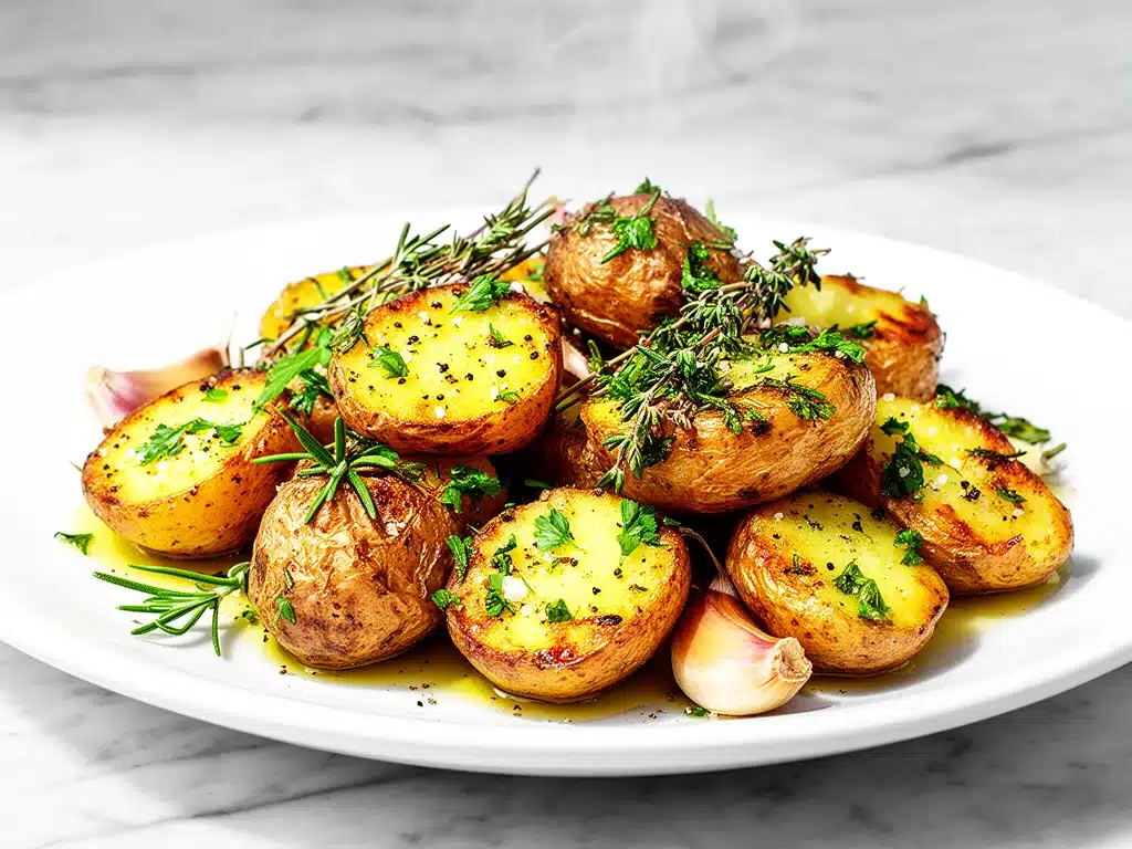 garlic herb roasted baby potatoes - featured image