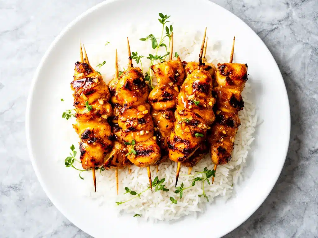 Labor Day Grilled Honey Garlic Chicken Skewers Easy Recipe for Busy Weeknights 4 grilled honey garlic chicken skewers preparation steps