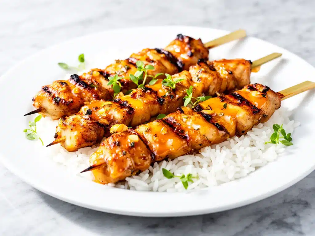 grilled honey garlic chicken skewers - featured image