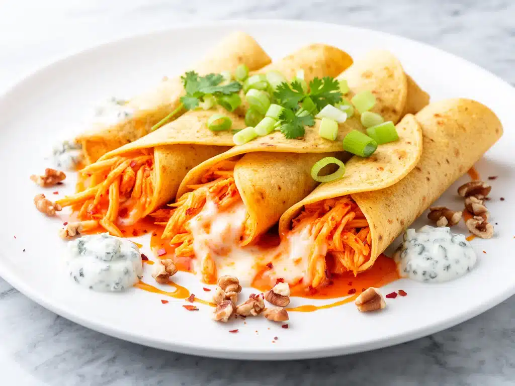 loaded buffalo chicken taquitos - featured image