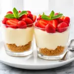 no-bake strawberry cheesecake cups - featured image