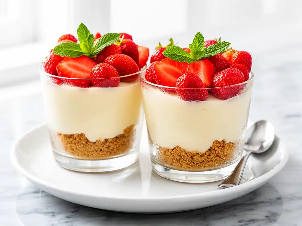 no-bake strawberry cheesecake cups - featured image