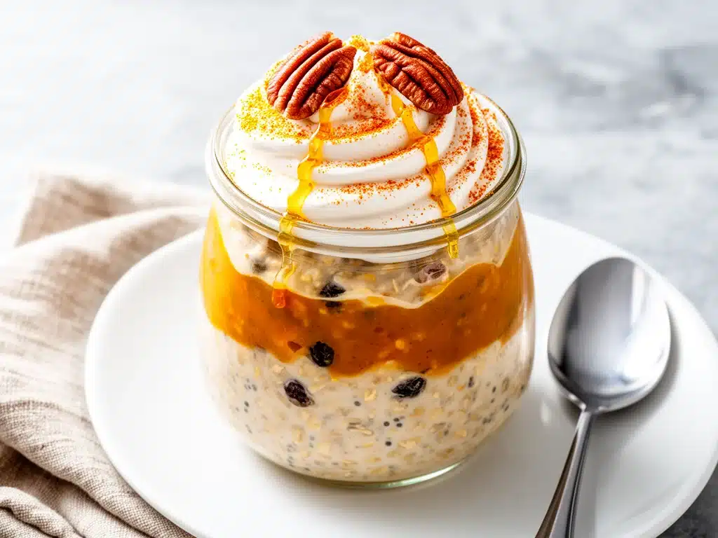 pumpkin spice latte overnight oats - featured image