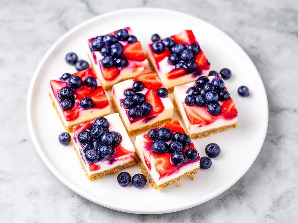 Red White and Blue Berry Cheesecake Bars Easy 5-Ingredient Recipe for Busy Weeknights 4 red white and blue berry cheesecake bars preparation steps