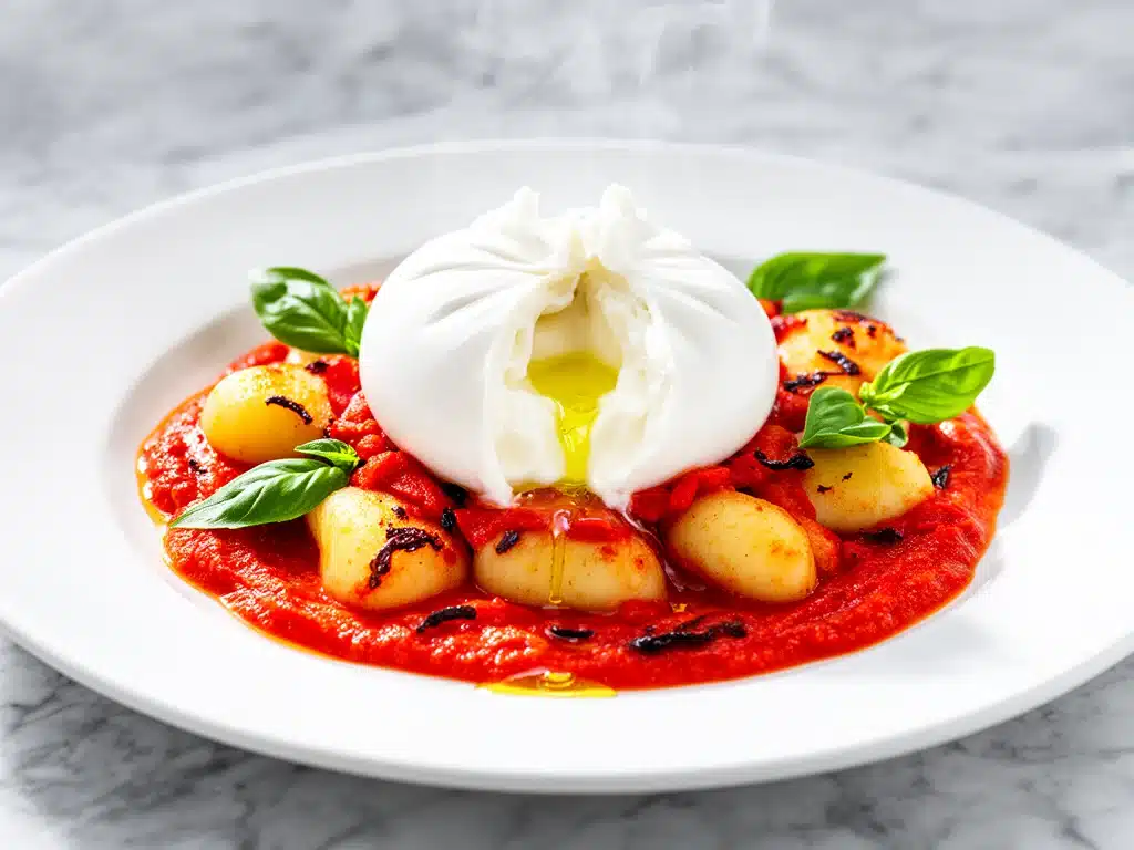 Roasted Red Pepper Gnocchi with Burrata - featured image
