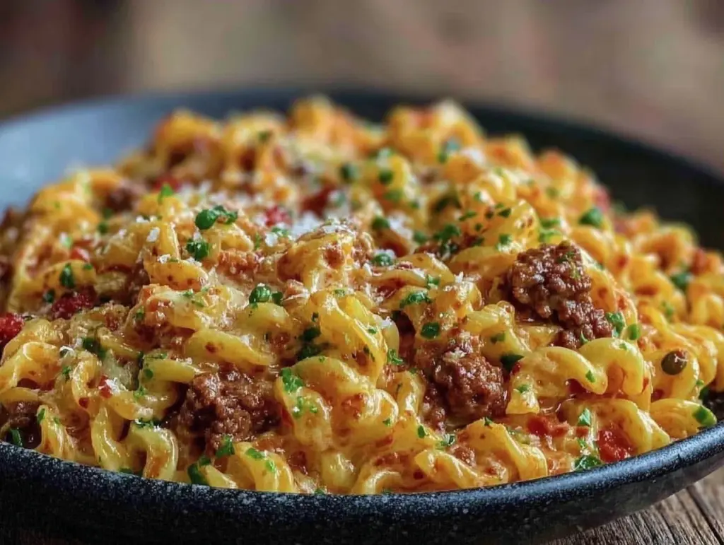 cheesy ground beef goulash - featured image