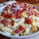 creamy alfredo pasta with crispy pancetta - featured image