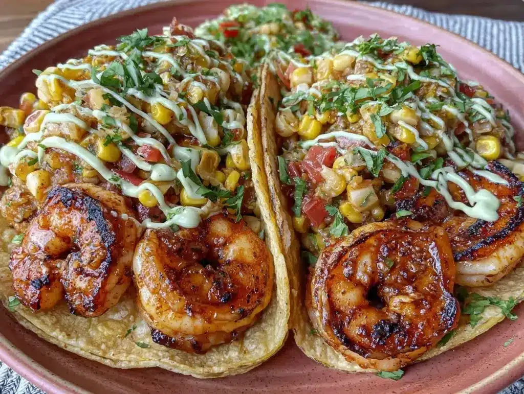 end of summer grilled shrimp tacos - featured image