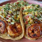 end of summer grilled shrimp tacos - featured image