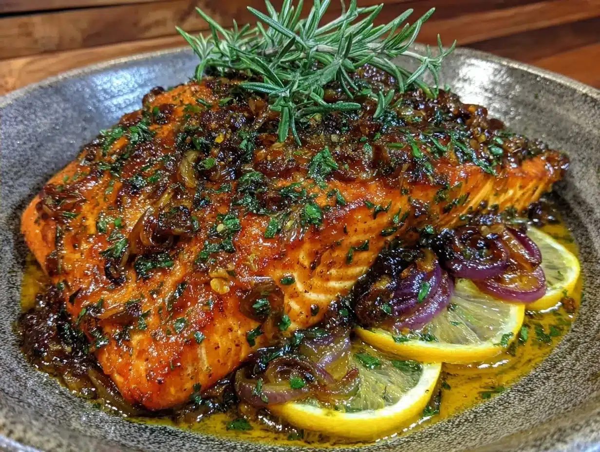 Mediterranean Salmon with Garlic Lemon Herb Sauce: Easy Family Dinner 4 Mediterranean Salmon with Garlic Lemon Herb Sauce preparation steps