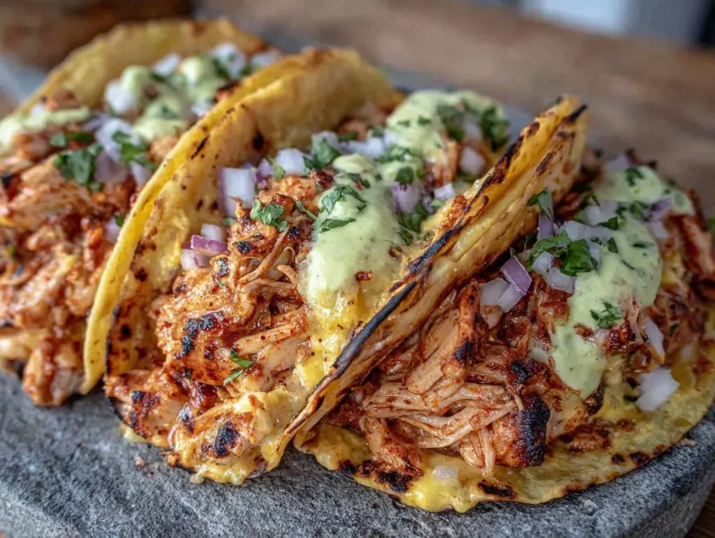 shredded chicken tacos - featured image