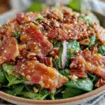 spinach salad with warm bacon vinaigrette - featured image