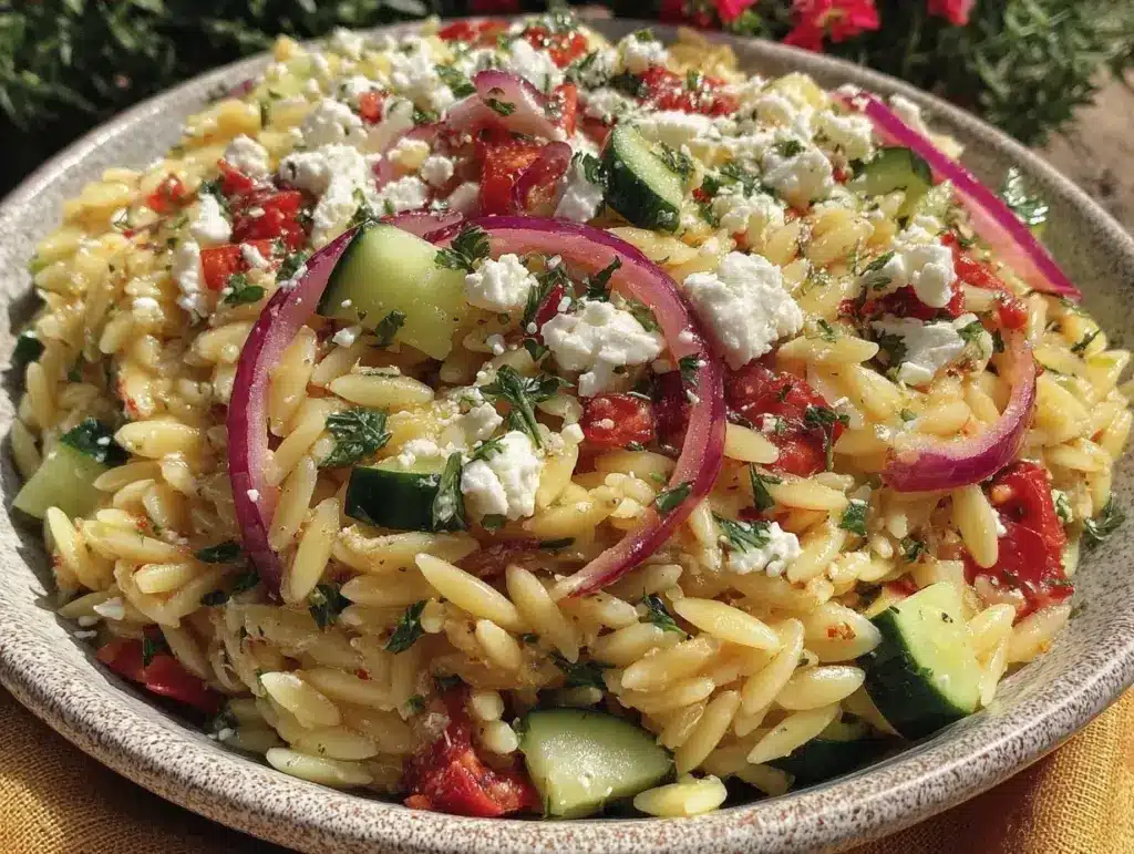 summer orzo salad - featured image