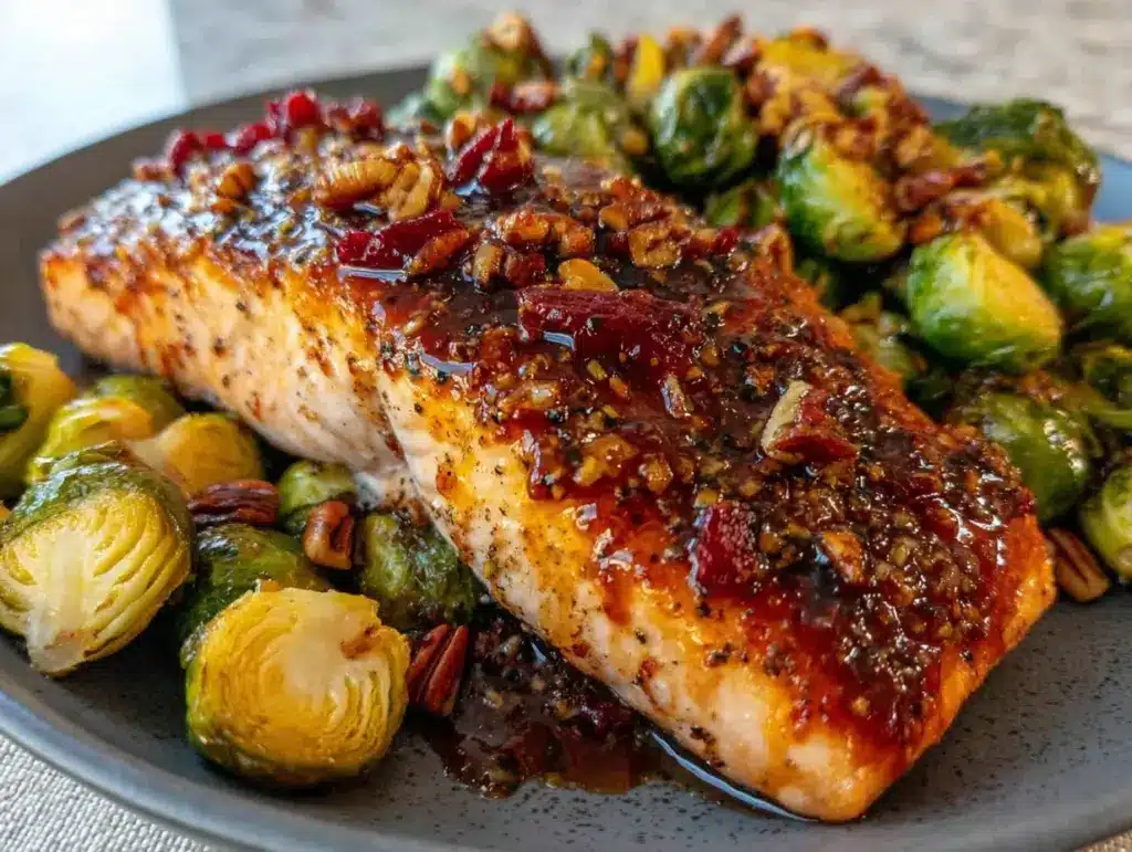 autumn maple bourbon glazed salmon - featured image