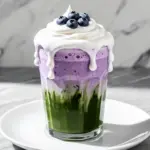 creamy blueberry matcha latte - featured image