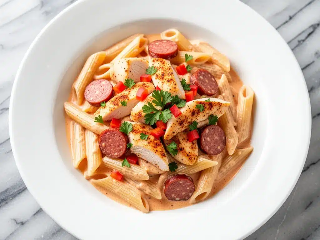 Creamy Cajun Chicken and Sausage Pasta: Easy Weeknight Dinner 4 creamy Cajun chicken and sausage pasta preparation steps