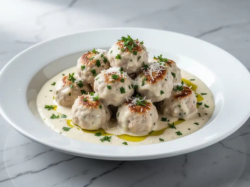 creamy garlic Parmesan chicken meatballs - featured image