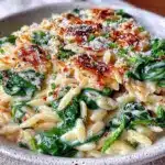 creamy garlic parmesan orzo - featured image