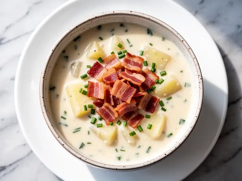 Creamy Potato Soup with Crispy Bacon: 5 Easy Fall Recipes 4 creamy potato soup with crispy bacon preparation steps