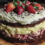 dairy-free neapolitan layer cake - featured image