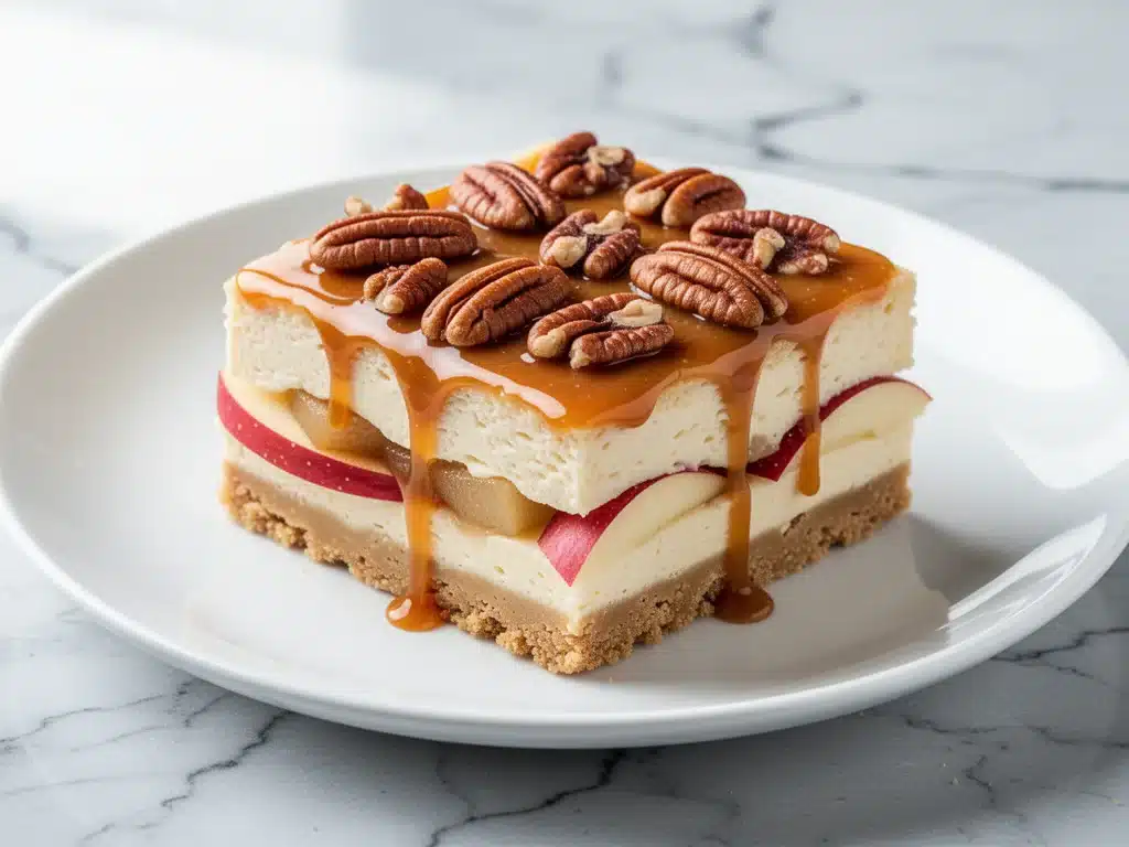 fall caramel apple cheesecake bars - featured image