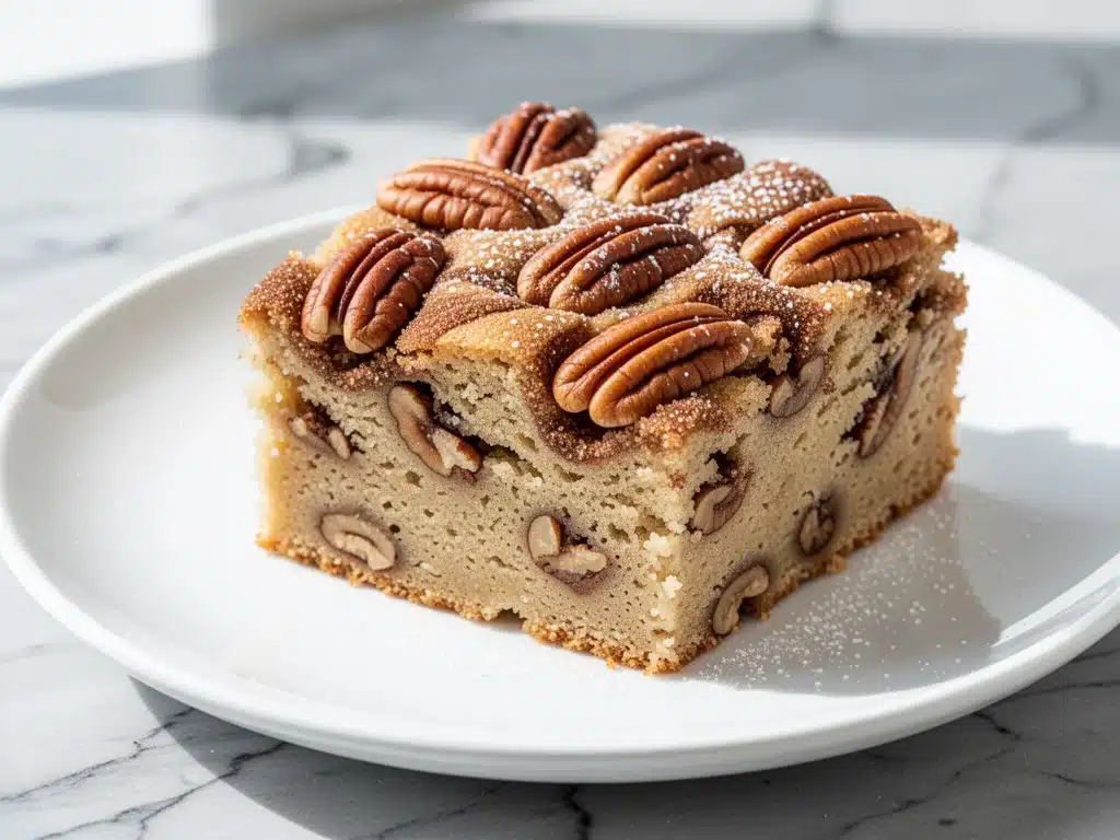 fall keto cinnamon pecan coffee cake - featured image