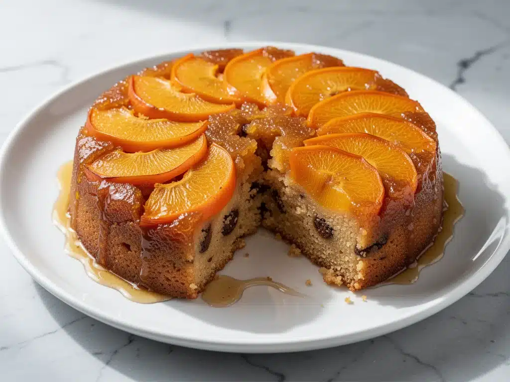 Fall Spiced Persimmon Upside Down Cake - featured image
