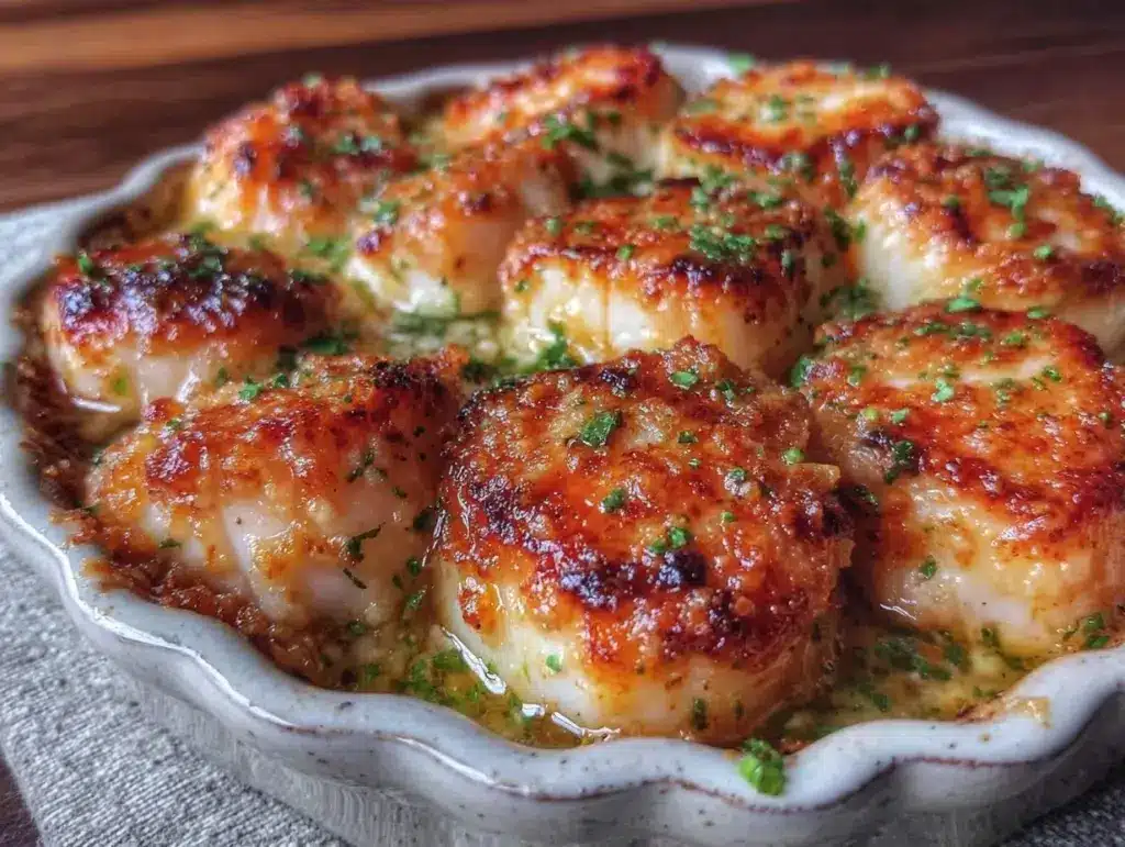garlic butter baked scallops - featured image