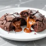 gooey caramel stuffed chocolate cookies - featured image