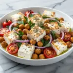 Mediterranean baked feta chickpea salad bowl - featured image