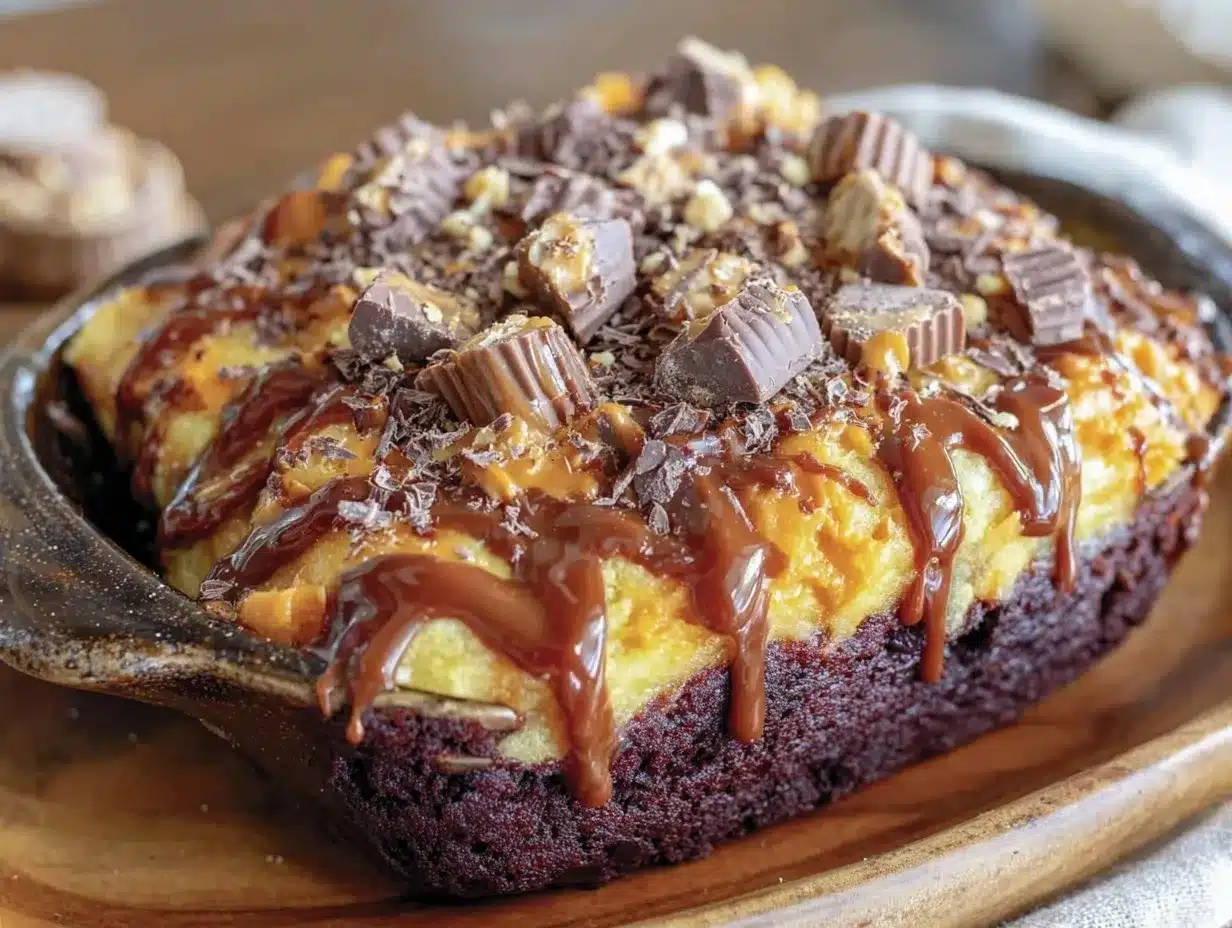 Reeses Peanut Butter Chocolate Poke Cake: Best Party Dessert 4 Reeses Peanut Butter Chocolate Poke Cake preparation steps
