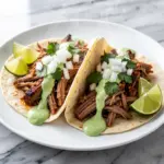 slow cooker beef barbacoa tacos - featured image