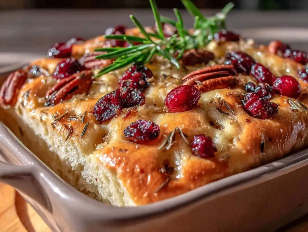 Easy Fall Cranberry Pecan Sourdough Focaccia with Fresh Rosemary 4 sourdough focaccia preparation steps
