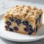 vegan blueberry coffee cake with almond crumb - featured image