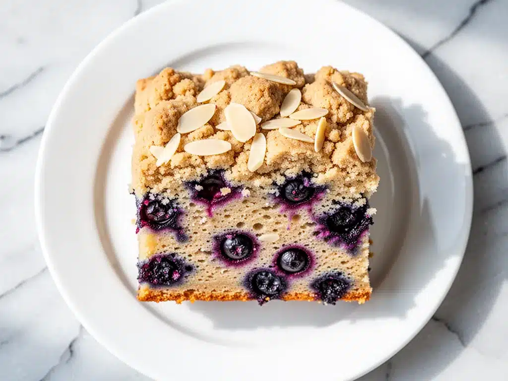 Vegan Blueberry Coffee Cake with Almond Crumb: 3-Ingredient Easy Recipe 4 vegan blueberry coffee cake with almond crumb preparation steps