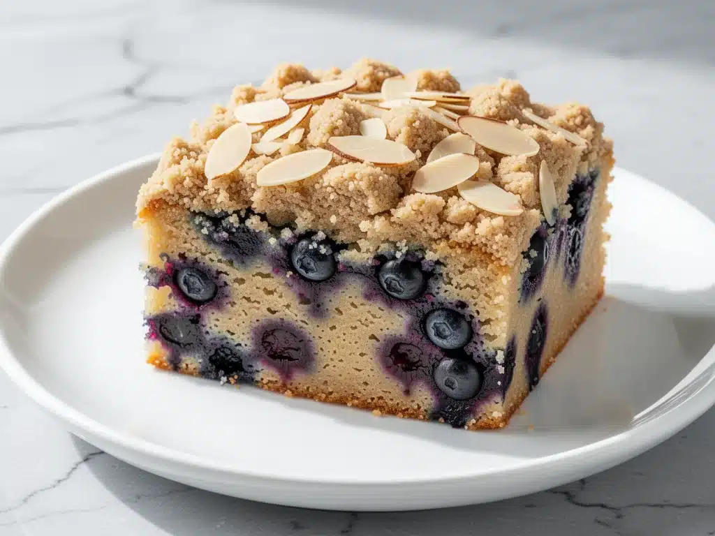 Home 4 vegan blueberry coffee cake with almond crumb - featured image